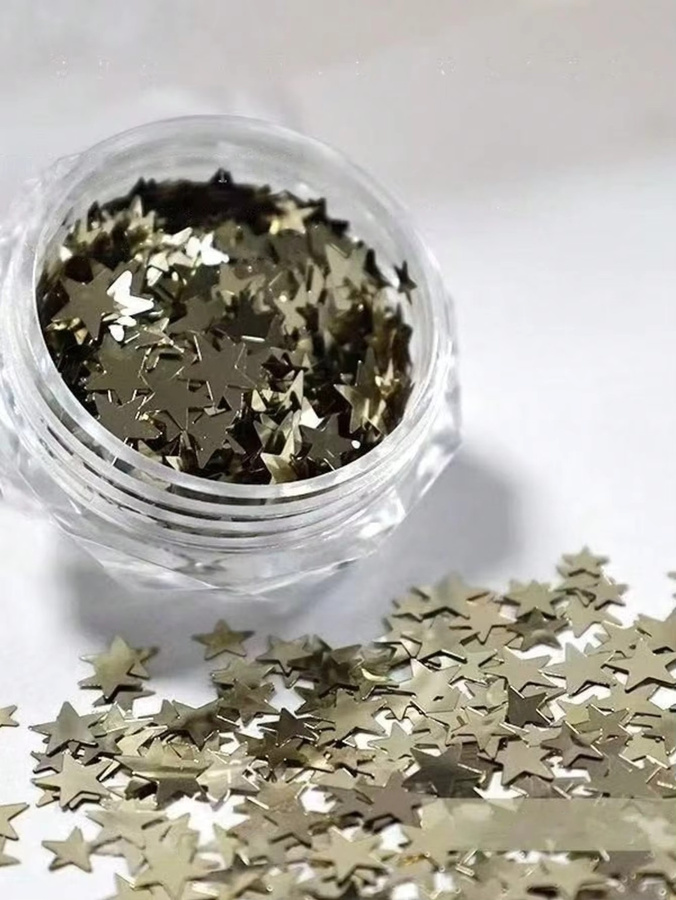 Stern-Nagelaufkleber, Gold, Weiß, Silber, Metallic, 6 Stück - Bild 2
