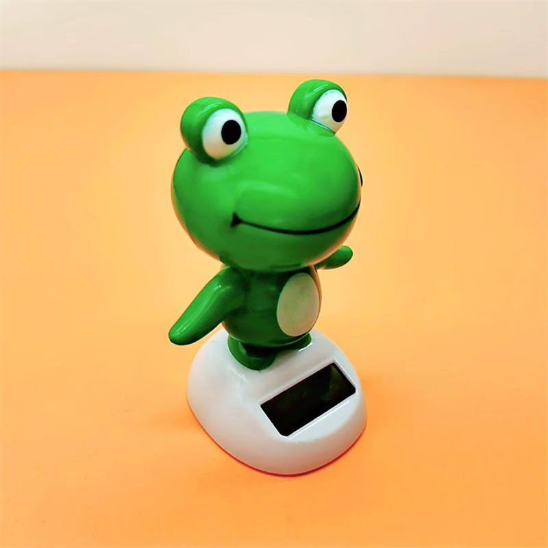 Solarbetriebener Wackelkopf Frosch als animiertes Auto-Ornament in Grün aus Kunststoff - Bild 5