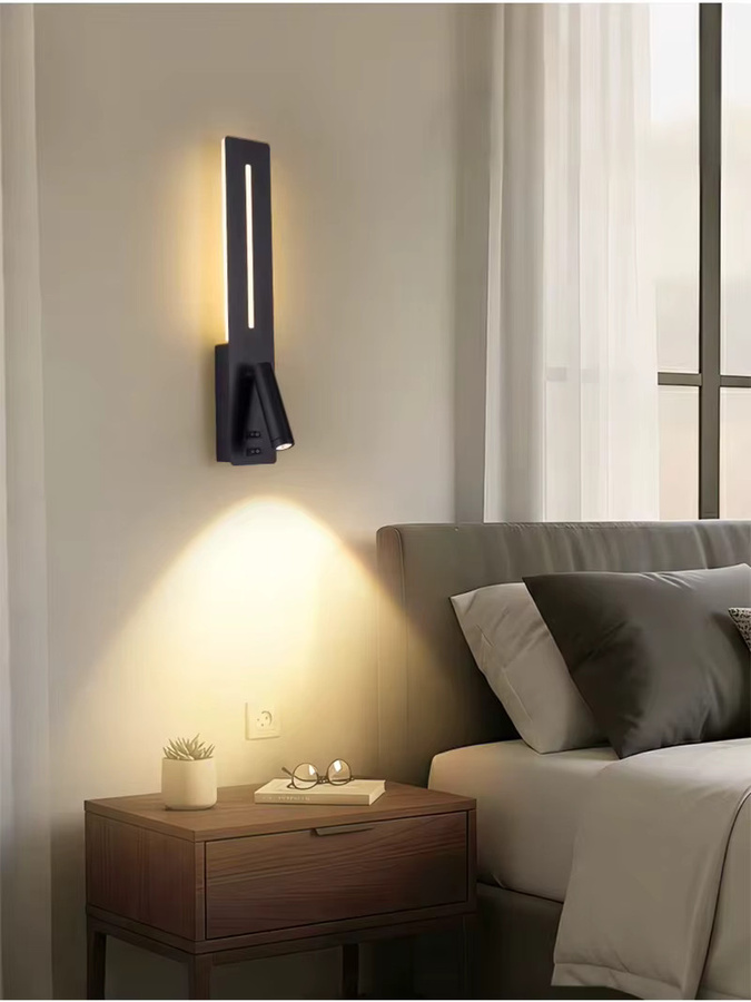 Ramalho Moderne LED Wandlampe mit USB-Ladefunktion und Touch-Schalter in Schwarz und Weiß für Schlafzimmer und Nachttisch - Bild 2