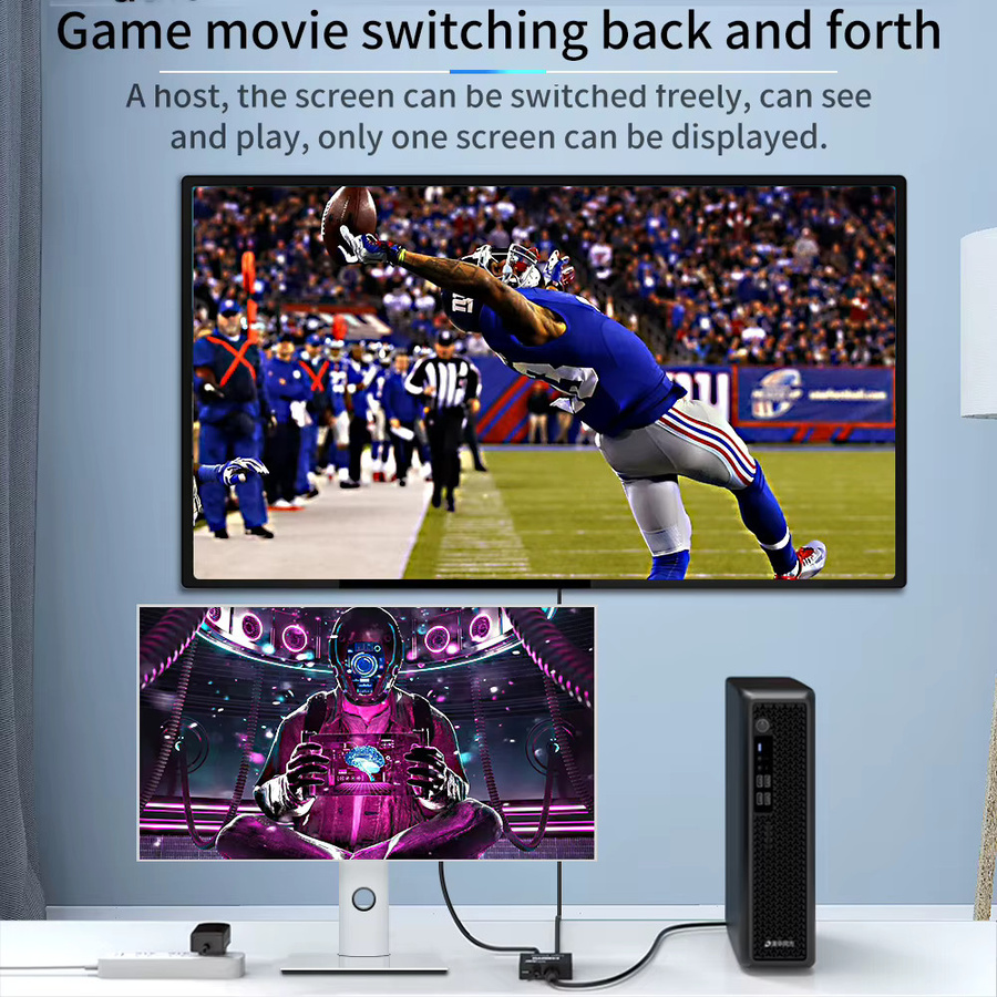 Kebidumei 4K HDMI Splitter und Switcher, bidirektionaler 1 in 2 Out HDMI Konverter mit 3D HDR und HDCP, Schwarz - Bild 3