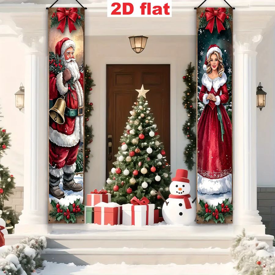VIKAMA Weihnachten Willkommen Türbanner als Wandbehang für Indoor und Outdoor aus Polyester, Rechteckig, Breite: 180 cm, Höhe: 30 cm - Bild 4