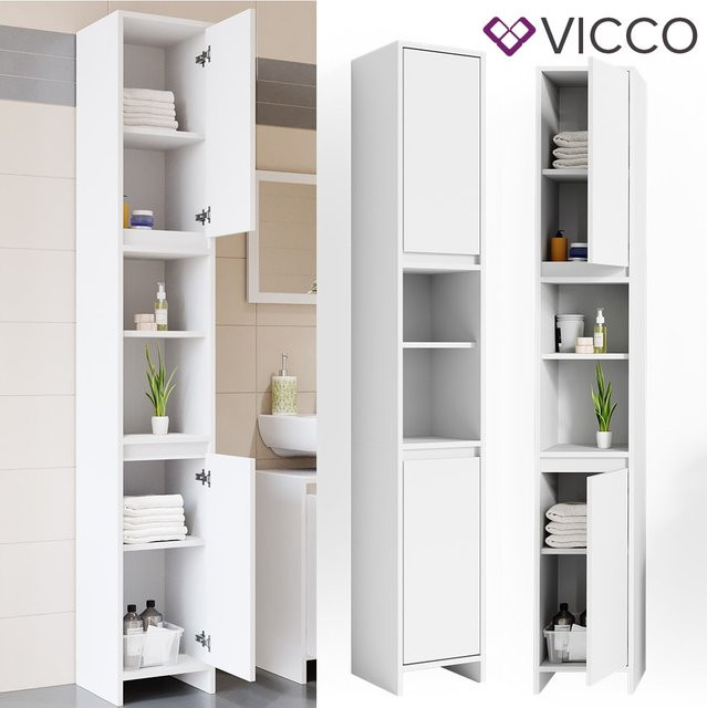 Vicco Badschrank Emma Weiß Hochschrank mit Regalfach B: 30 cm, H: 190 cm - Bild 1