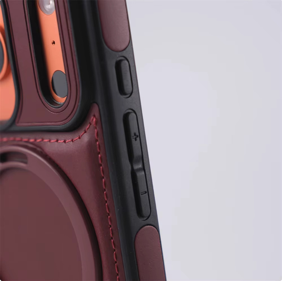 YX Magnetische iPhone Hülle aus PU-Leder mit Ringständer in Rot, stoßfest und MagSafe kompatibel für iPhone 17 Pro Max, 16, 15, 14, 13, 12 Plus - Bild 2