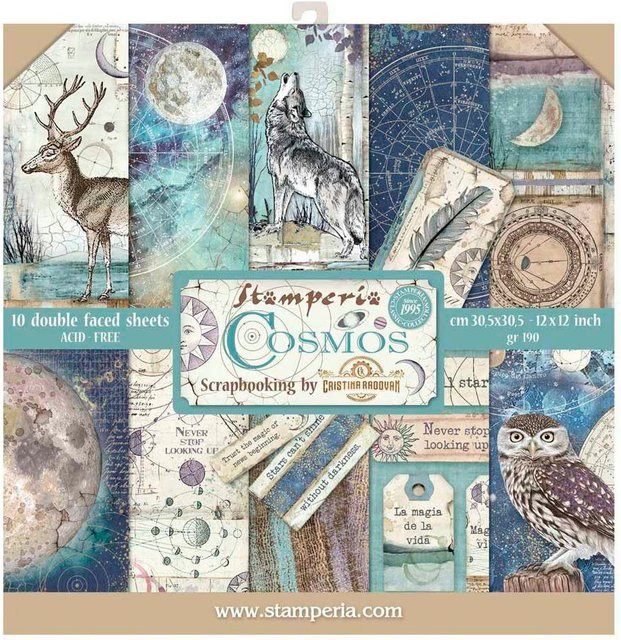 Stamperia Scrapbook-Block Cosmos in Blau, Lila und Multicolor, B/B: 30,5 x 30,5 cm - Bild 1