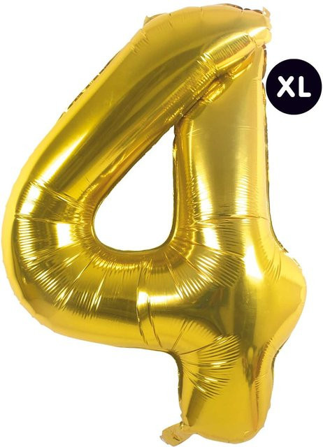 Rico Design Folienballon Zahl 4 in Gold, Höhe: 86 cm - Bild 1