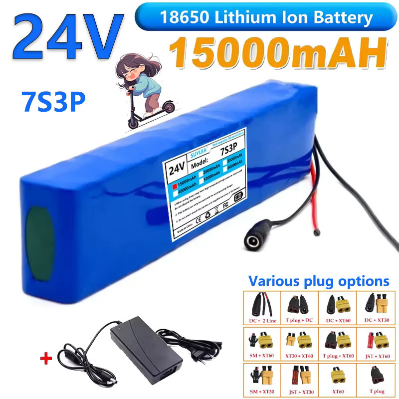 SUYIJIA Lithium-Ionen-Akku 29,4V 15000Ah 7S3P mit BMS und 2A Ladegerät in Blau - Bild 1