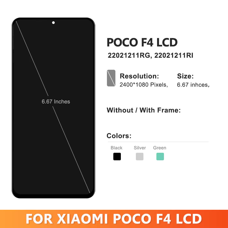 Xiaomi POCO F4 AMOLED Display Ersatz mit Rahmen, 6,67 Zoll, Schwarz - Bild 3