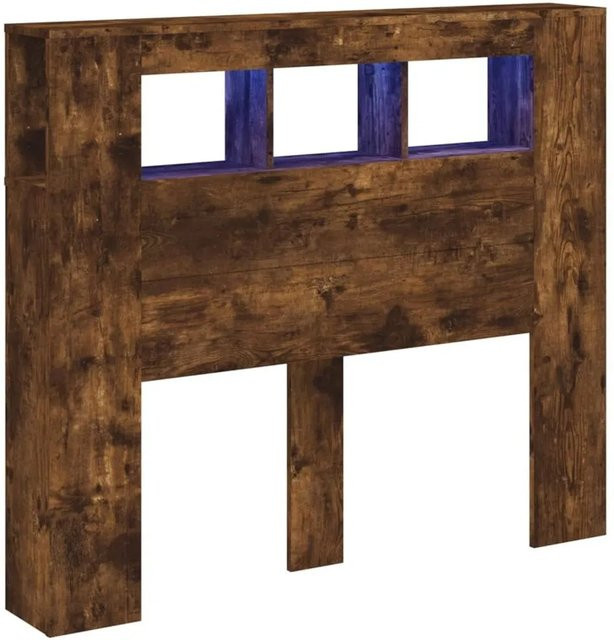 vidaXL LED-Kopfteil in Räuchereiche, Farbe Braun, B/T/H: 120 x 18,5 x 103,5 cm - Bild 1