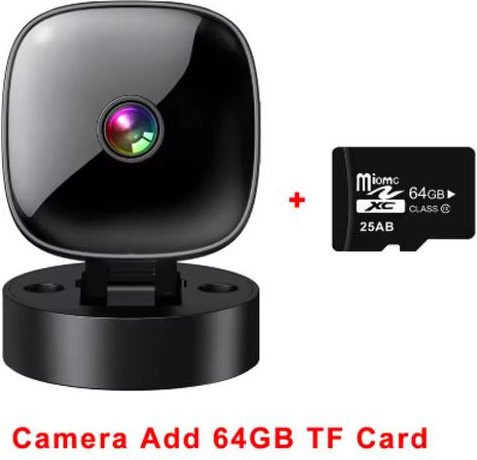 Meiteai-All Mini WiFi Smart Überwachungskamera mit HD 1080P, 360 Grad drehbar und 64G Speicherkarte in Schwarz - Bild 1
