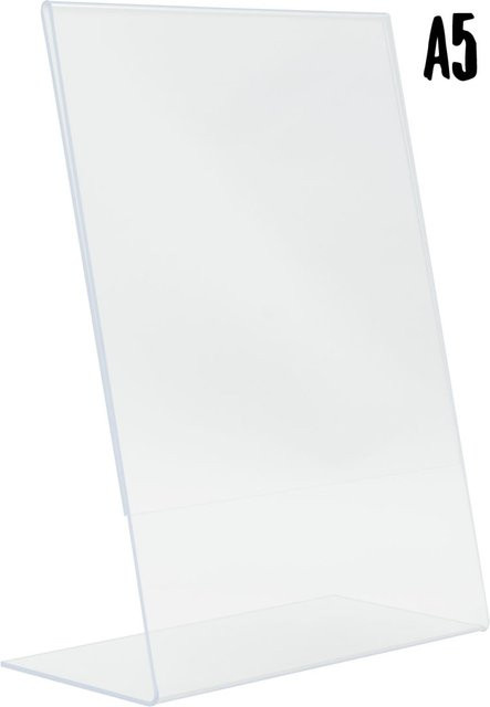 Securit Transparenter Plakathalter in L-Form aus Acryl, Farbe Silber, B/T/H: 15 x 7,5 x 21 cm - Bild 1