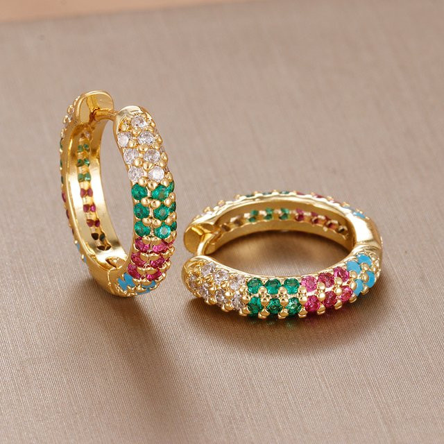 Maodane Creolen, 14 Karat vergoldet, Diamant, Zirkonia, Kristall, Damen - Bild 1