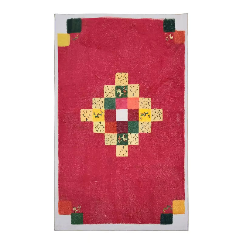 VIKAMA Amerikanischer Retro-Kunstteppich im marokkanischen Stil, persischer Nomaden-Teppich aus Kaschmir, Farbe: Rot - Bild 3