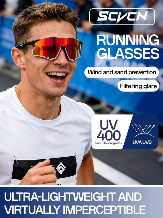 Scvcn Photochrome Laufsonnenbrille, Vollrand, Unisex, black, purple - Bild 5