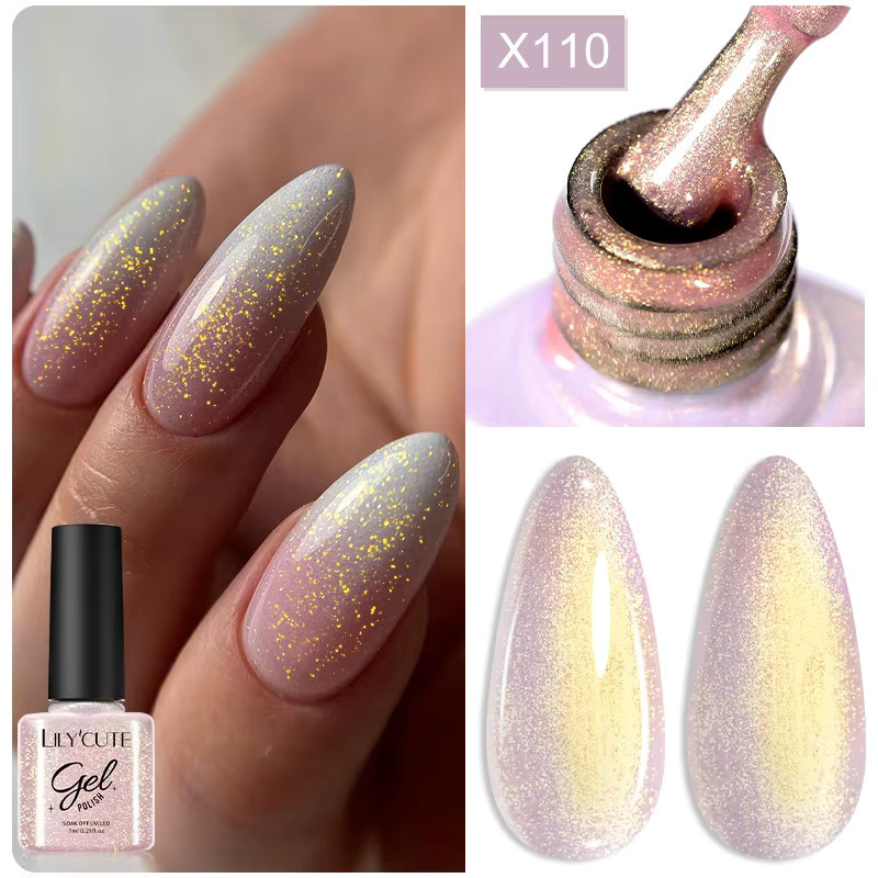 LILYCUTE Nagellack Gold Sparkling Glitter Gel, 7 ml - Bild 1