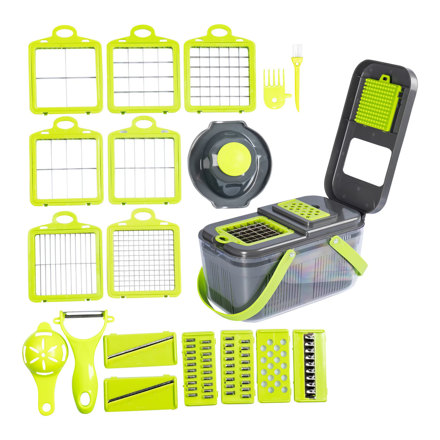 Genialo Multischneider-Komplettset XXL Mandoline mit 22 Teilen in Grau und Grün - Bild 1