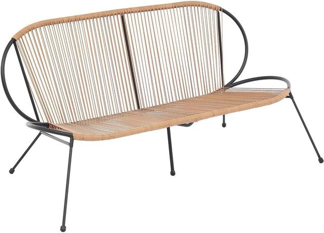 Gartenbank Nikao von Vente-unique in Schwarz und Naturfarben aus Metall und Kunstharz, Breite: 147 cm - Bild 1