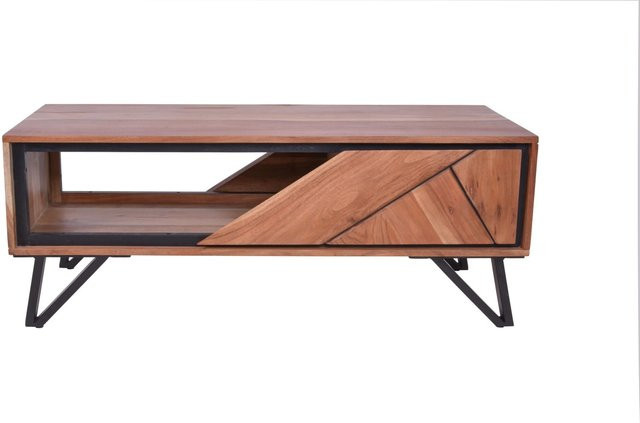 DELUKE Couchtisch EBBA aus Akazienholz in Akazienbraun, rechteckiger Wohnzimmertisch, B/T/H: 46 x 50 x 120 cm - Bild 1