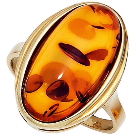 Colfem Ring 375 Gelbgold, Bernstein, Damen, Ringgröße 60 - Bild 1