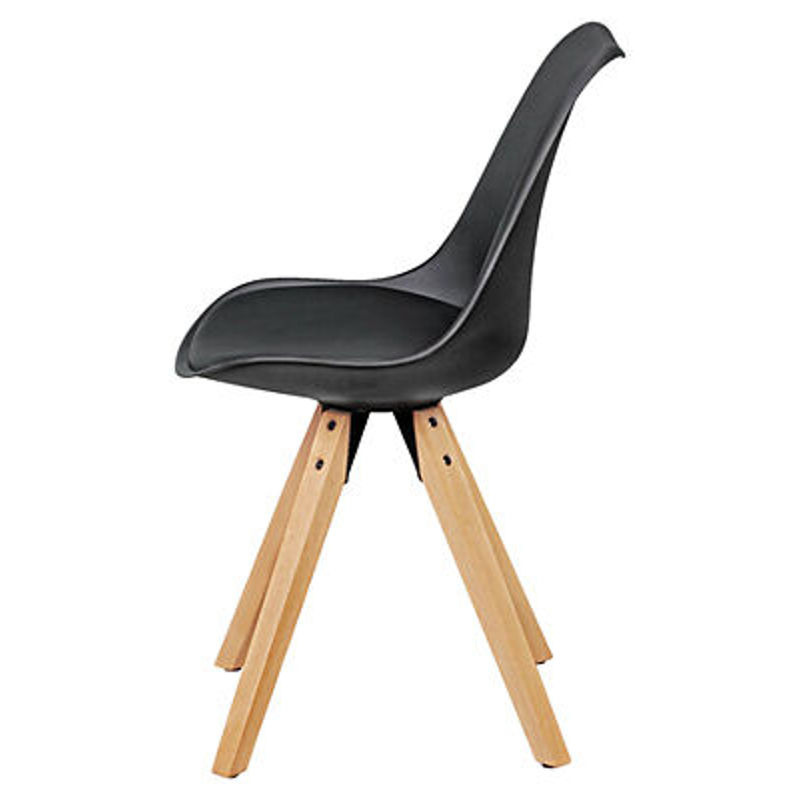 Wohnling Stuhl 2er-Set in Schwarz mit Kunstleder und Hevea Massivholz im skandinavischen Design, B/H/T: 49 x 87 x 52 cm - Bild 2