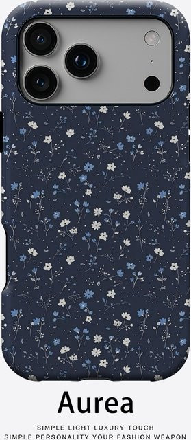 Potdemiel Magnetische Handyhülle mit kleinem Blumenmuster in Marineblau für iPhone 17 16 15 14 13 Pro Max Plus, robuste doppelschichtige Schutzhülle - Bild 1