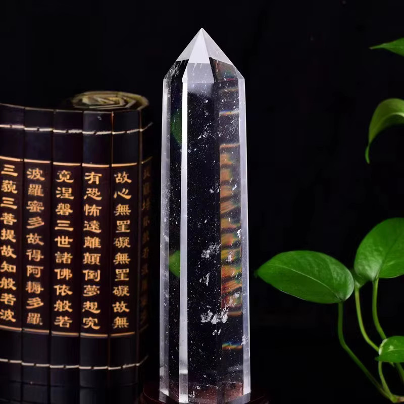 TAIHESJ Quarz-Obelisk aus klarem Schmelzstein in Transparent und Weiß, Höhe: 30 cm - Bild 2