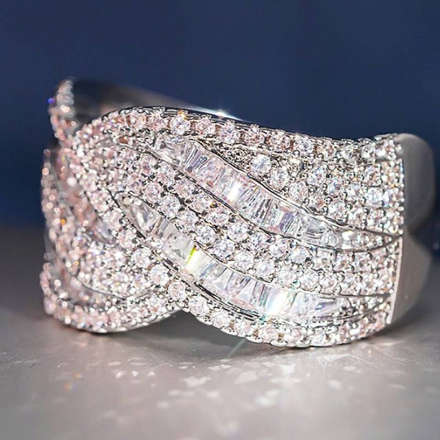 Huitan Ring Bowknot Design, Silber Farbe, Zirkonia, Damen - Bild 1
