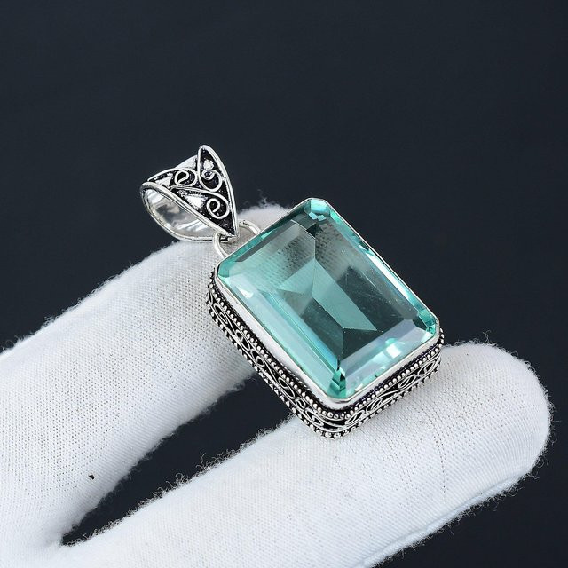 Anhänger Aquamarin, 925 Sterling Silber, Blau, Unisex - Bild 1