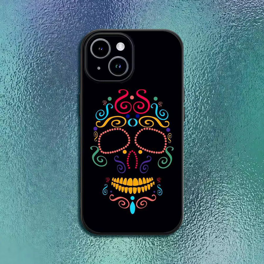 P-Pretty Handyhülle Catrina Skull für iPhone 12 bis 16 Pro Max Plus in Schwarz Softshell - Bild 2