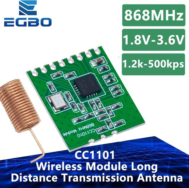EGBO CC1101 Wireless-Modul Fernübertragungsantenne 868 MHz mit SPI-Schnittstelle und Low Power M115 für FSK GFSK ASK OOK MSK in Grün - Bild 1