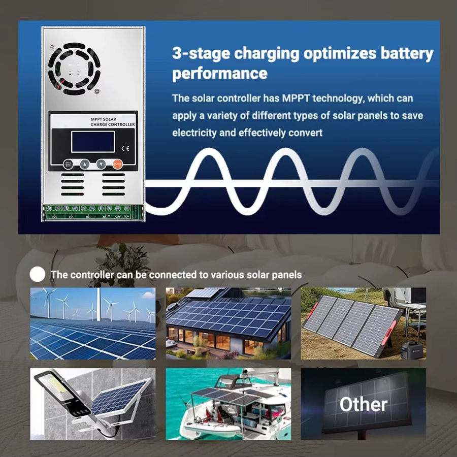 ECGSOLAX MPPT 60A Solar-Laderegler für LiFePO4 Batterien, 12V 24V 36V 48V, Farbe: Silber, Max PV 150V - Bild 2