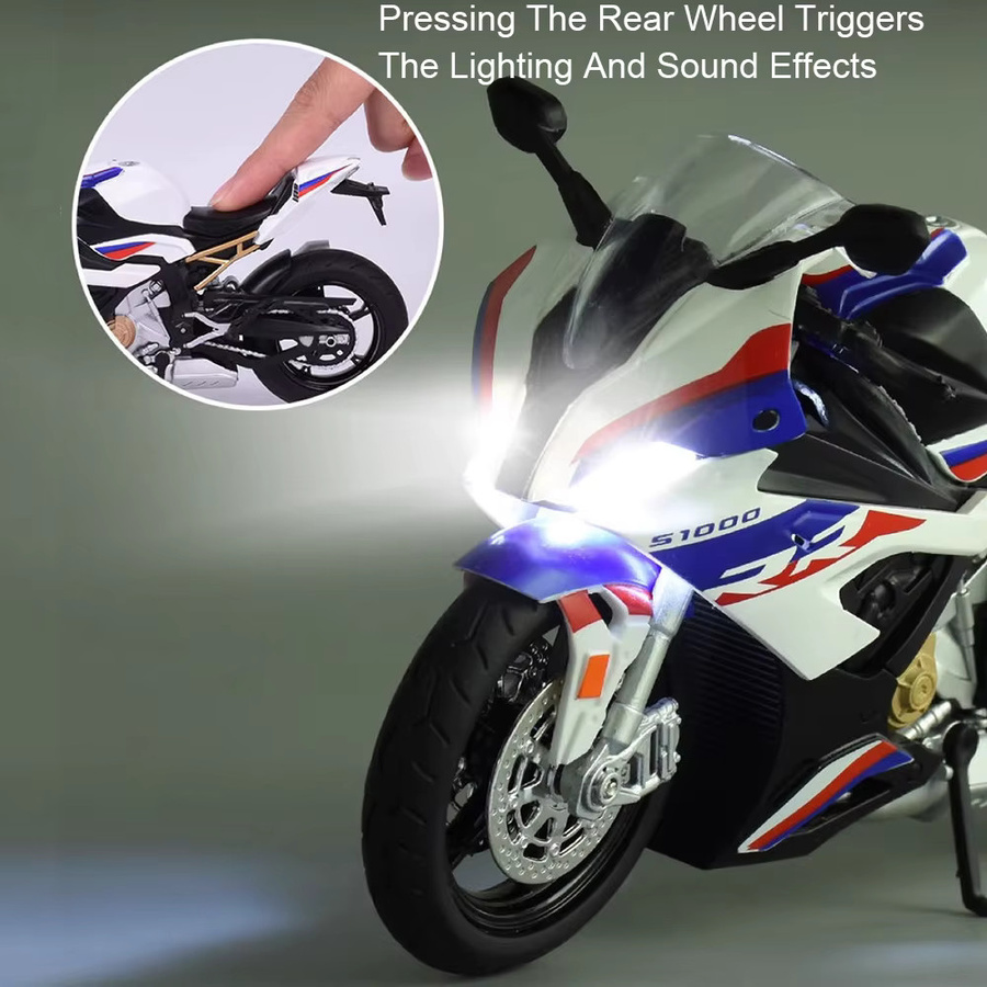 Kawazaki NINJA H2R Modell Motorrad, 1:12, Metall, mit Licht und Sound - Bild 5
