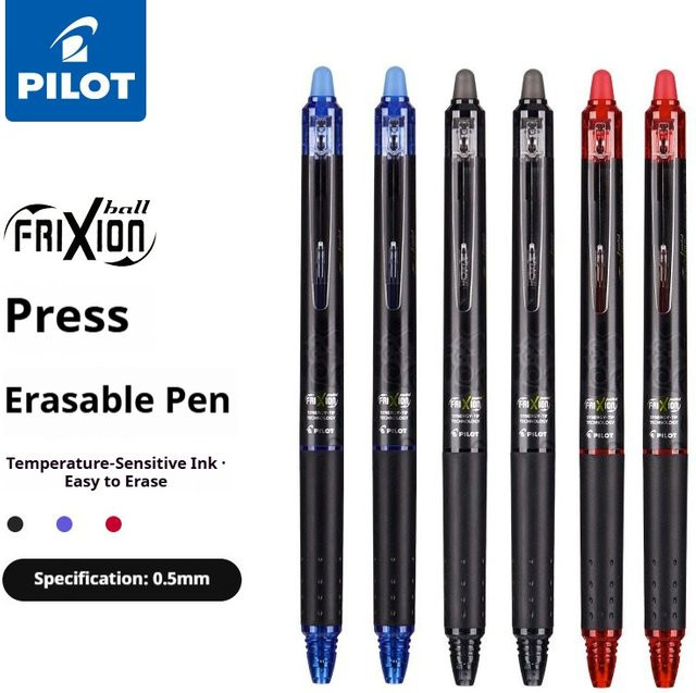 Pilot FriXion Radierbare Gelstifte 0,5mm mit einziehbarem Stift, Set mit schwarzer, roter und blauer Tinte für Schule und Notizen - Bild 1