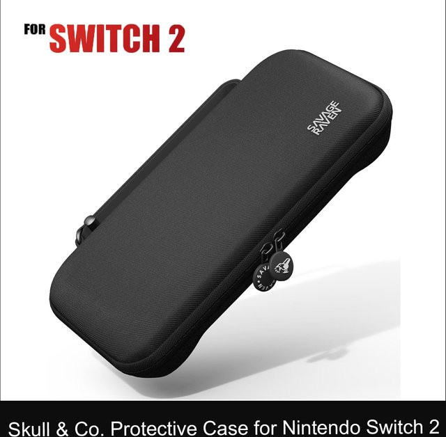Skull & Co. Savage Raven EDC-Tragetasche für Nintendo Switch 2, tragbare Hartschalen-Aufbewahrungstasche in Schwarz - Bild 1