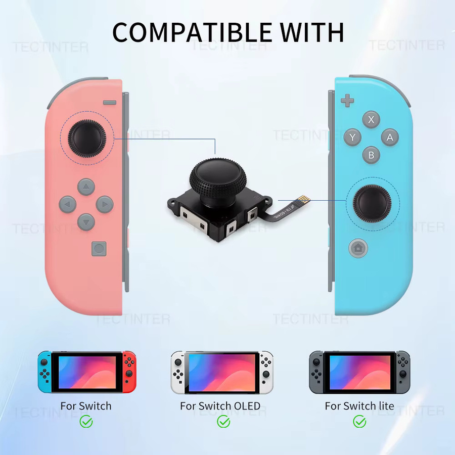 Hall-Effekt-Joystick Ersatzteil für Nintendo Switch, Lite und OLED in Schwarz als 3D Analog Reparaturset und Controller Daumenstick - Bild 2