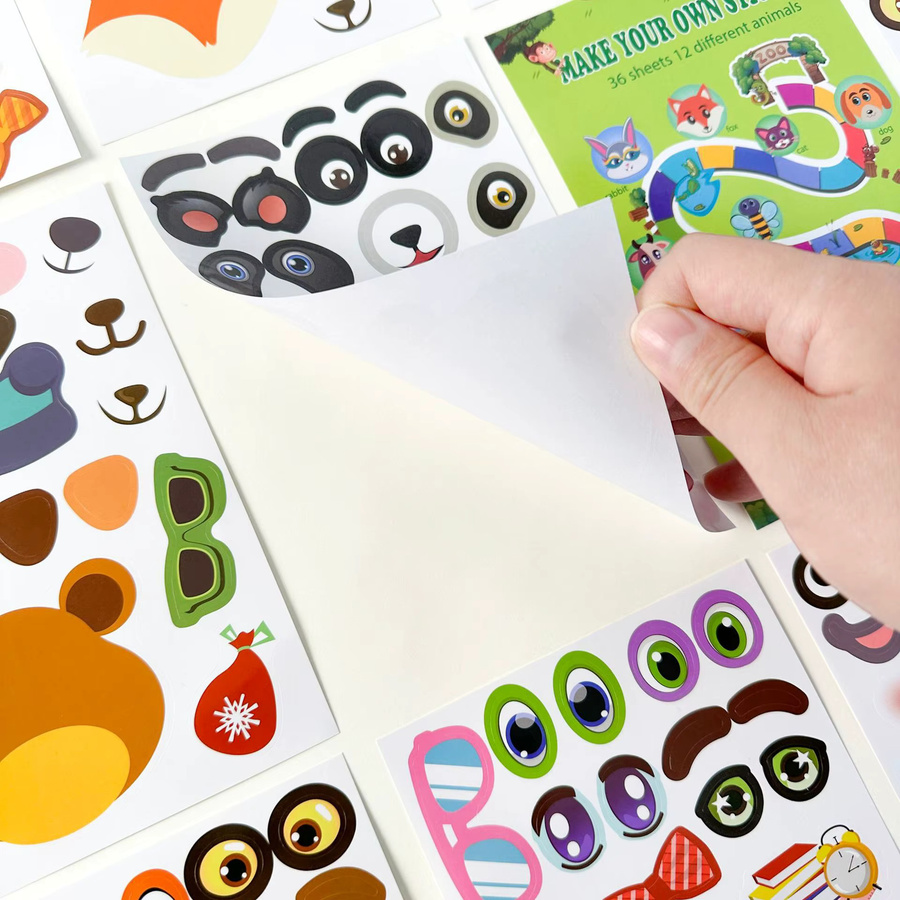Datgo Kinder-Anzieh-Puzzle-Aufkleber, Tiere, Nachfüllpack, 36 Blatt - Bild 2
