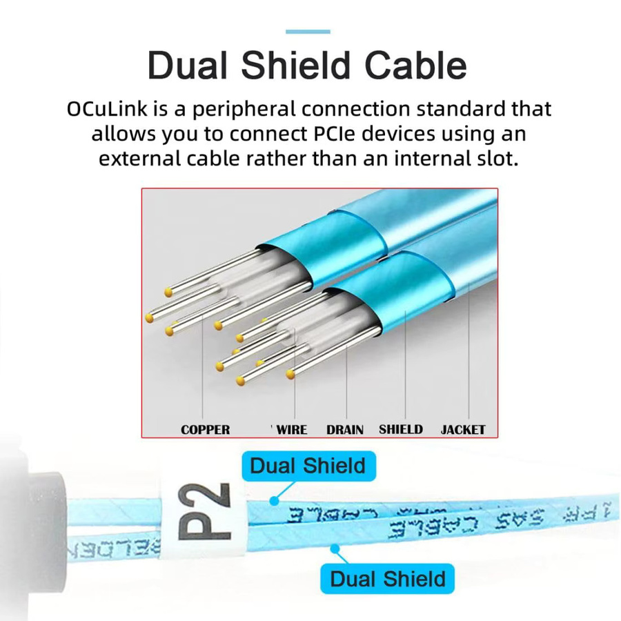 JoniSerl Oculink Adapterkabel SFF-8611 mit Linkswinkel zur Verbindung von Server-Array-Karten, Motherboard und Backplane - Bild 4