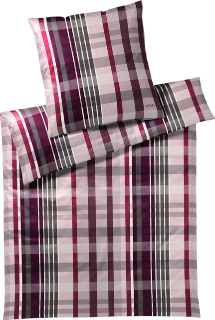 JOOP! Bettwäsche aus Mako-Satin in Pink/Multicolor mit Karomuster, bestehend aus Bettbezug und Kopfkissen, B/H: 135 x 200 cm und 80 x 80 cm - Bild 1