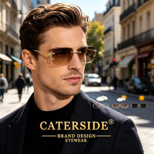 CATERSIDE Sonnenbrille, quadratisch, randlos, Metall, Unisex - Bild 1