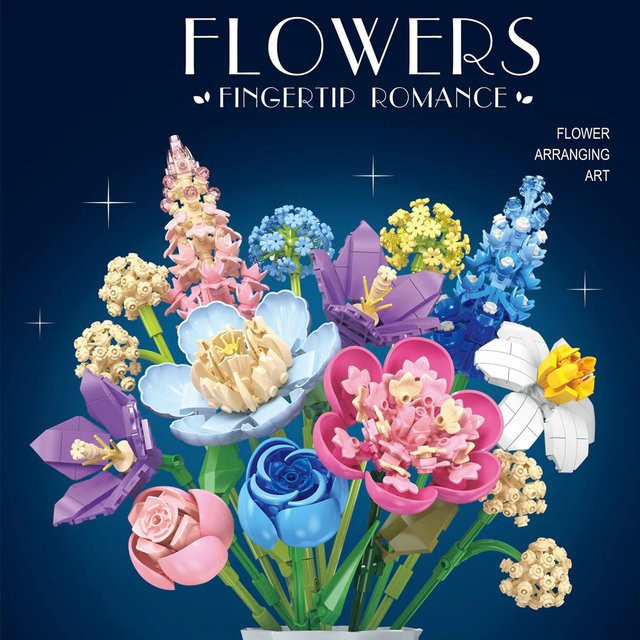 Barweer Klemmbausteine Sonnenblumen und Mondblumen Set, botanische Pflanzen-Sammlung aus Kunststoff in Gelb und Mehrfarbig - Bild 1