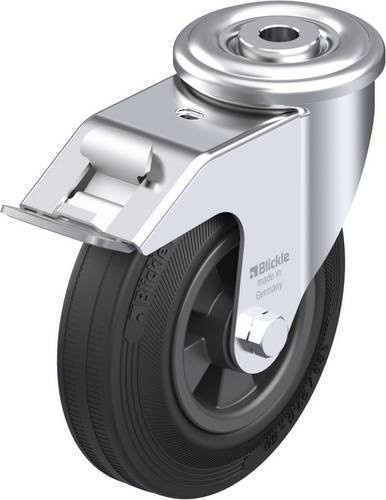 Blickle LER-VPP 125R-FI Lenkrolle mit Feststeller in Schwarz und Silber, Rad-Durchmesser: 125 mm, Tragfähigkeit: 100 kg - Bild 1