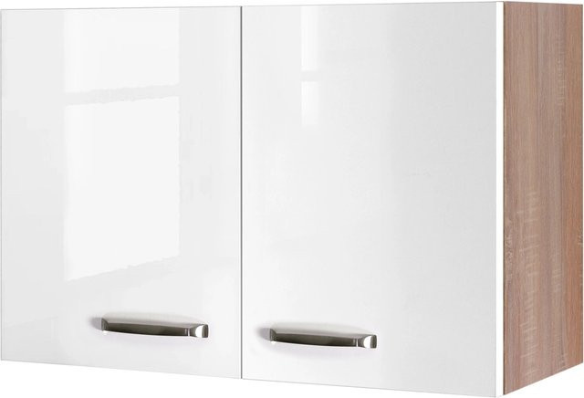 Flex-Well Küchen-Hängeschrank Valero Hochglanz Weiß und Sonoma Eiche, B/H/T: 80 x 54,8 x 32 cm - Bild 1
