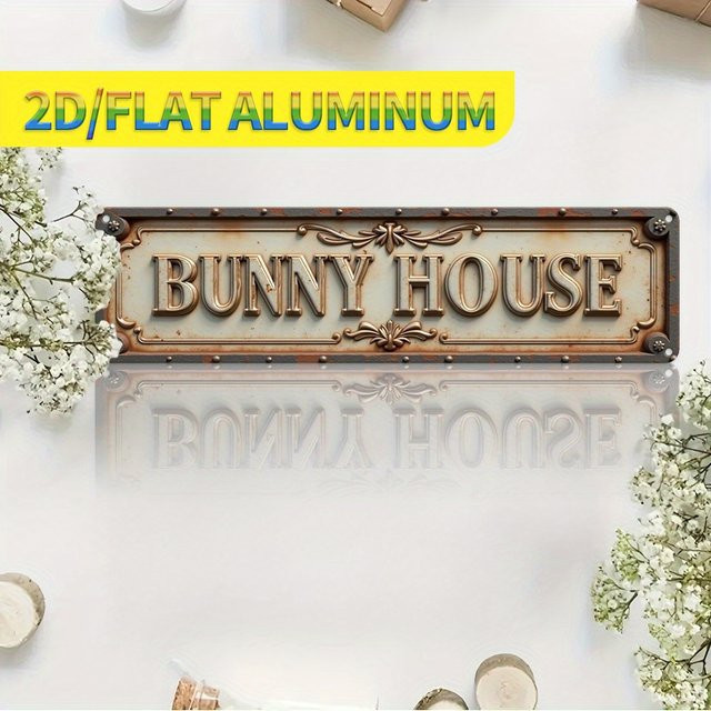 CIFBUY Vintage Kaninchen Wandschild aus Aluminium und Metall mit 3D-Optik, wetterfeste Metallkunst für Garten und Haus, Breite: 25,8 cm, Höhe: 25,8 cm - Bild 1
