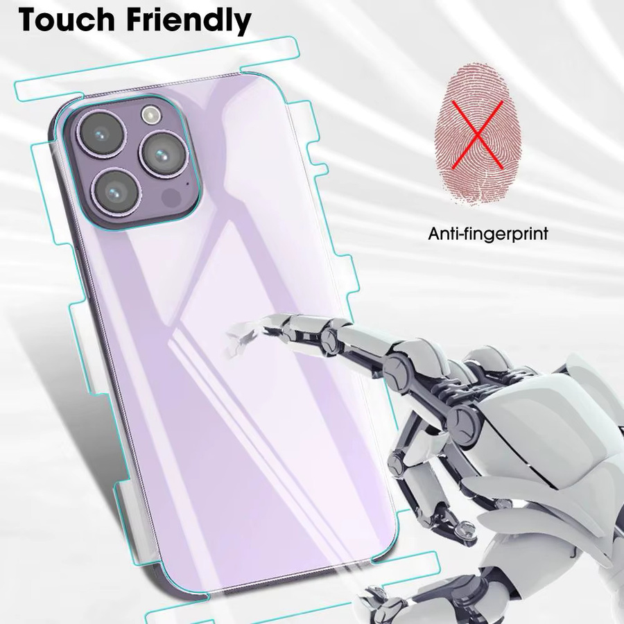 Hydrogelfolie Set für Apple iPhone 16 Pro, 16 Pro Max und 16E inklusive Randrahmen Aufkleber für Rückseite und Seiten, transparent - Bild 4