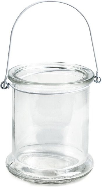 VBS Glaslaterne mit Metallbügel, transparent, rustikaler Tischdeko-Stil für Kerzen und Teelichter, Höhe: 8,0 cm, Breite: 10,0 cm, Tiefe: 8,0 cm - Bild 1