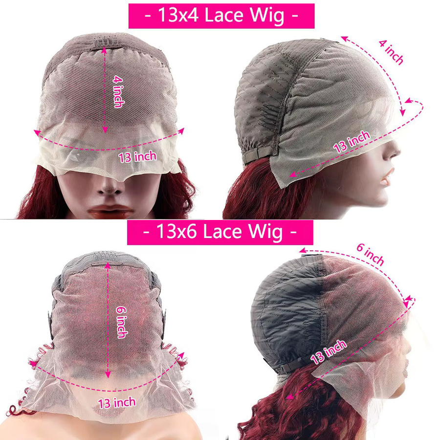 eddfine Lace-Front Echthaarperücke, Burgunderrot, Body Wave, Damen - Bild 6