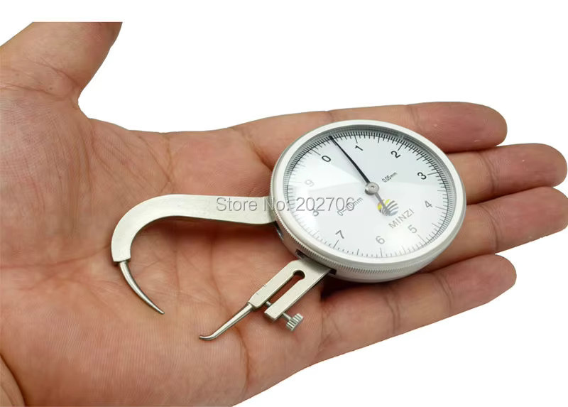 ETOPOO Messuhr-Dickenmessgerät mit Messbereich 0-10mm und Genauigkeit 0,05mm in Silber - Bild 5