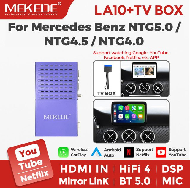 MEKEDE Wireless CarPlay und Android Auto Box für Mercedes Benz NTG4.0 NTG4.5 NTG5.0 mit HDMI IN, HiFi 4 DSP, MirrorLink und Bluetooth 5.0 - Bild 1