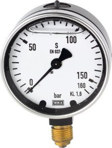 Riegler Glyzerinmanometer mit Metallgehäuse in Silber, Anschluss G 1/4 unten, Messbereich 0-600 bar, Durchmesser 6,3 cm - Bild 1