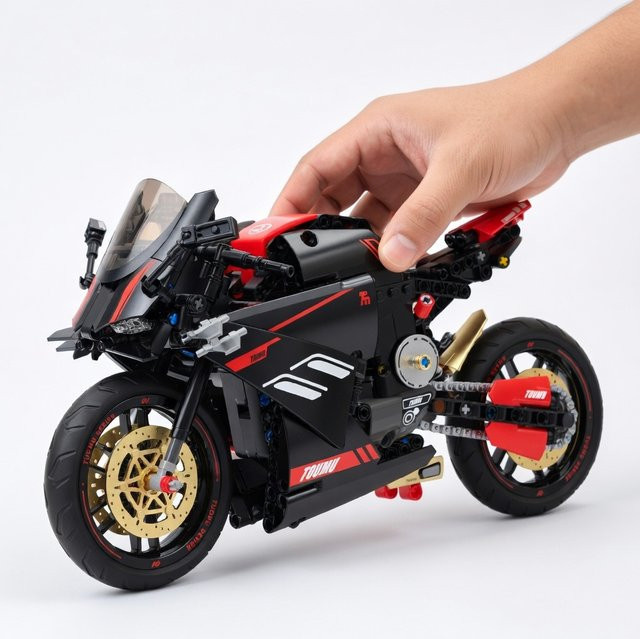 HUATEC Rennmotorrad-Modell, technischer Baustein, 426 Teile - Bild 1