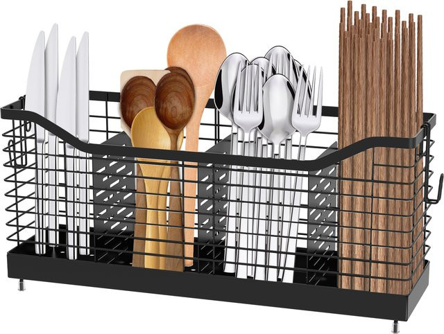 Willstar Besteckhalter und Utensilien-Organizer aus Metall in Schwarz, Aufbewahrungskorb für Küchenbesteck mit großem Fassungsvermögen, B/H/T: 48,0 x 40,0 x 18,7 cm - Bild 1